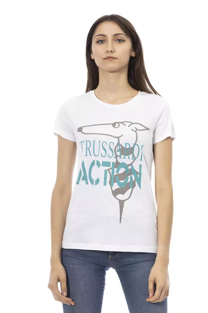 Chic White Printed Tee: Summer Wardrobe Essential-Trussardi Action-LabelTerrace.com
