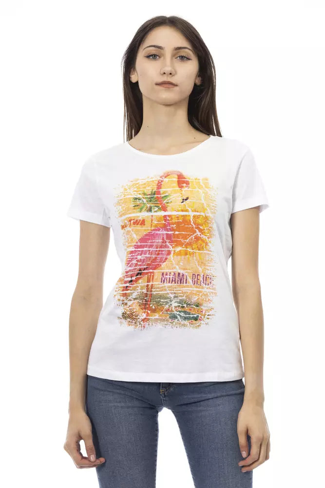 Chic White Tee with Graphic Flair-Trussardi Action-LabelTerrace.com
