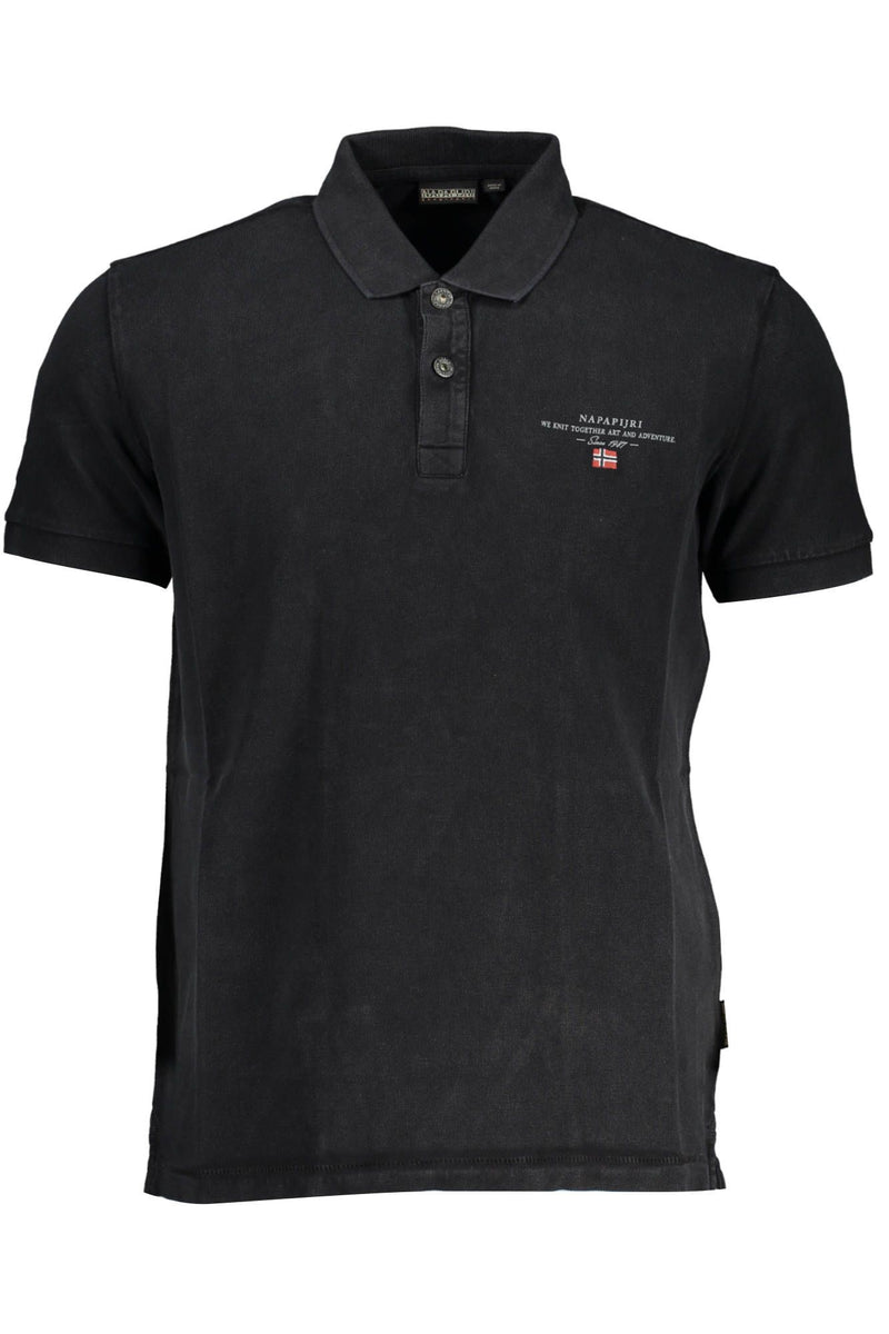 Classic Black Embroidered Polo Shirt-Napapijri-LabelTerrace.com