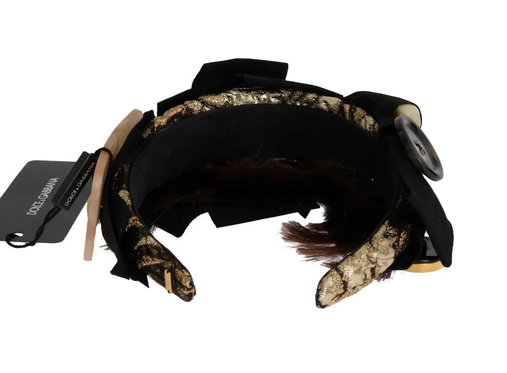 Clear Crystal Brown Hair Headband-Dolce & Gabbana-LabelTerrace.com