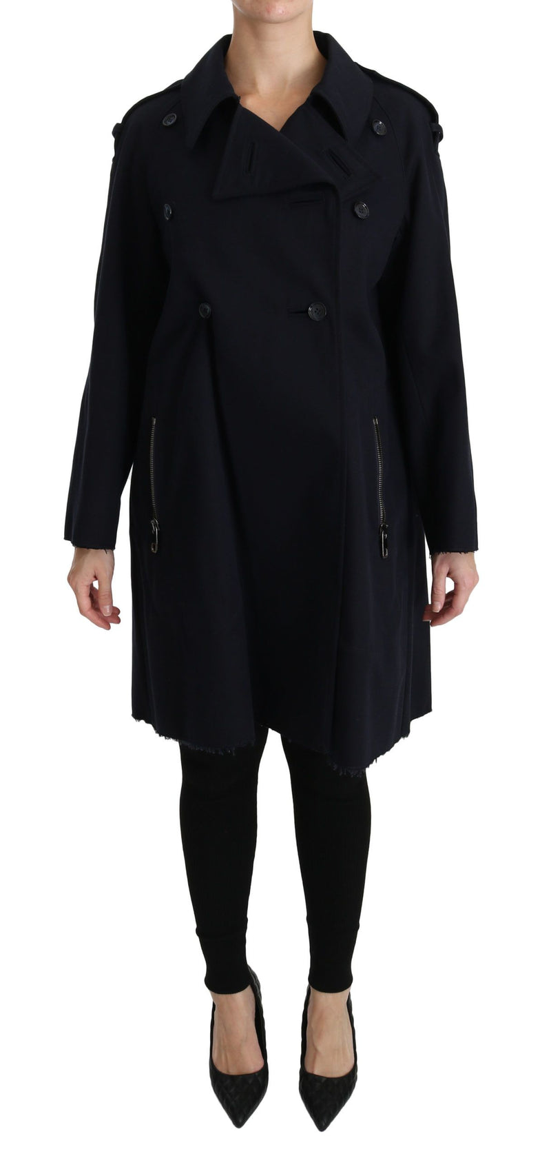 Coat Blue Cotton Women Trench Jacket-Dolce & Gabbana-LabelTerrace.com