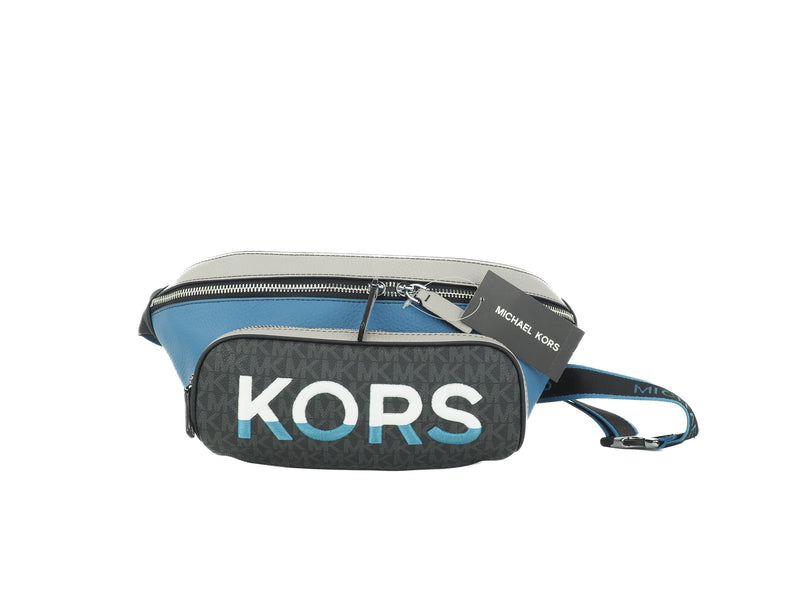 Cooper Large Blue Multi Leather Embroidered Logo Utility Belt Bag-Michael Kors-LabelTerrace.com