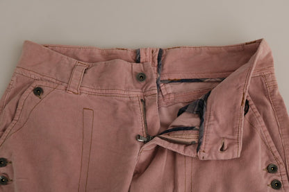 Cotton Pink High Waist Straight Trouser Pants