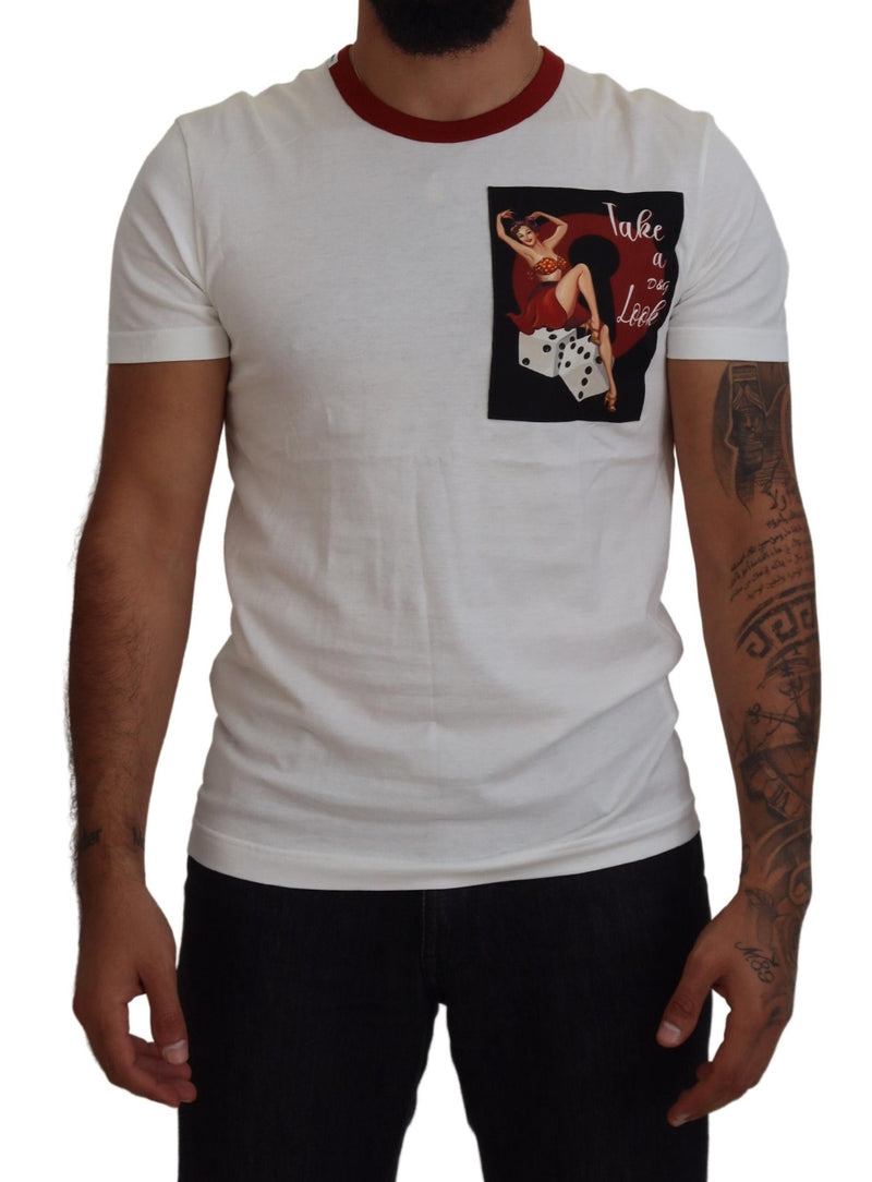 Cotton White Logo Print Crewneck T-shirt-Dolce & Gabbana-LabelTerrace.com