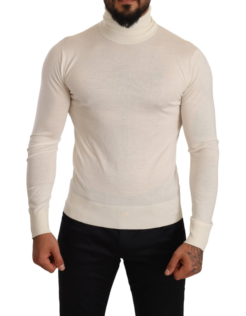 Cream Cashmere Turtleneck Pullover Sweater-Dolce & Gabbana-LabelTerrace.com