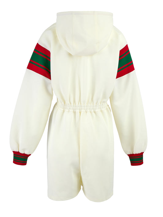 Cream Polyester Hooded Logo Sweatsuit-Gucci-LabelTerrace.com