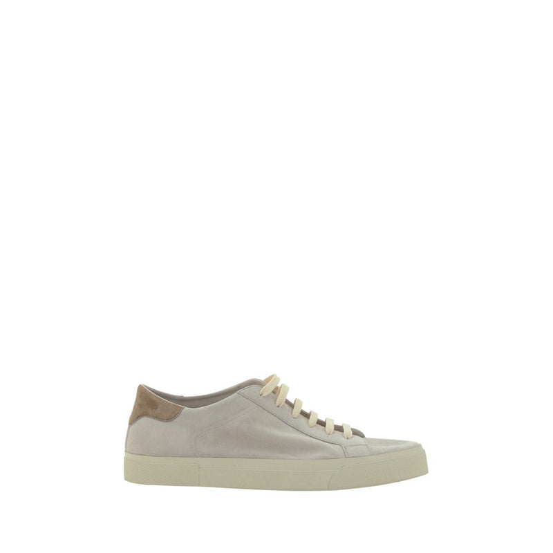 Cream White Leather Sneakers-Brunello Cucinelli-LabelTerrace.com