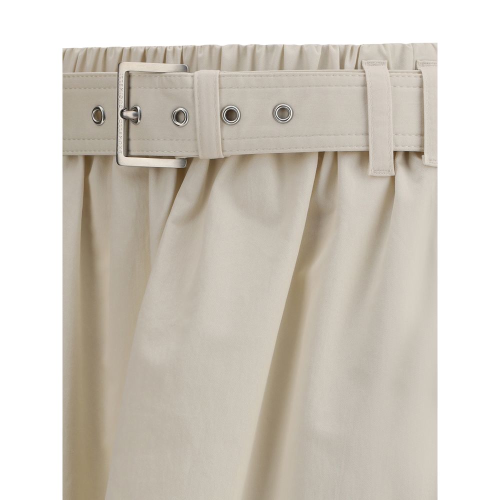 Cream Wide Long Skirt-Brunello Cucinelli-LabelTerrace.com
