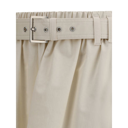 Cream Wide Long Skirt-Brunello Cucinelli-LabelTerrace.com