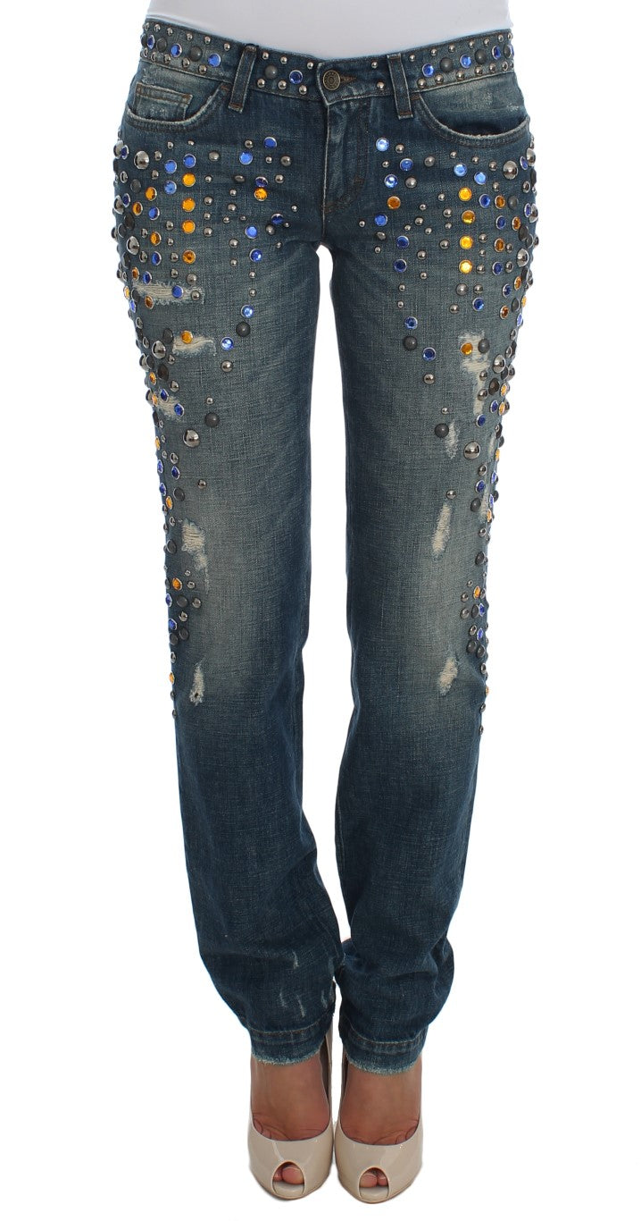 Crystal Embellished GIRLY Slim Fit Jeans-Dolce & Gabbana-LabelTerrace.com