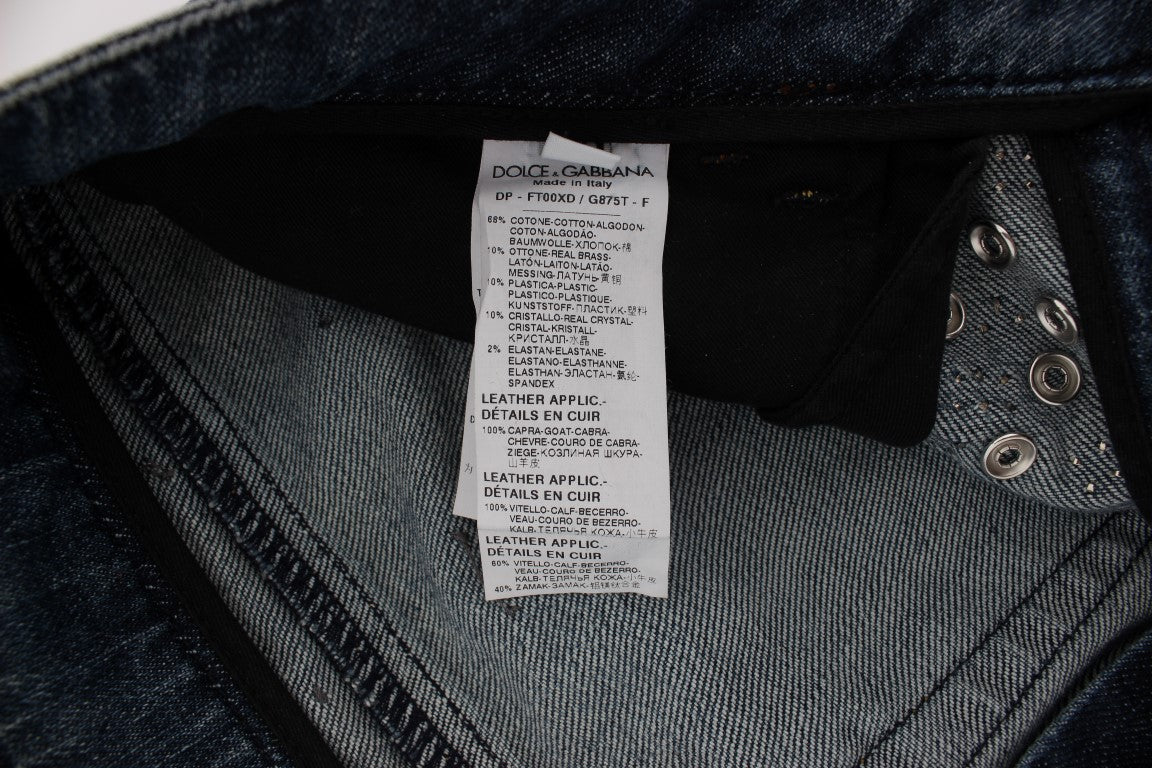 Crystal Roses Heart Embellished Jeans-Dolce & Gabbana-LabelTerrace.com