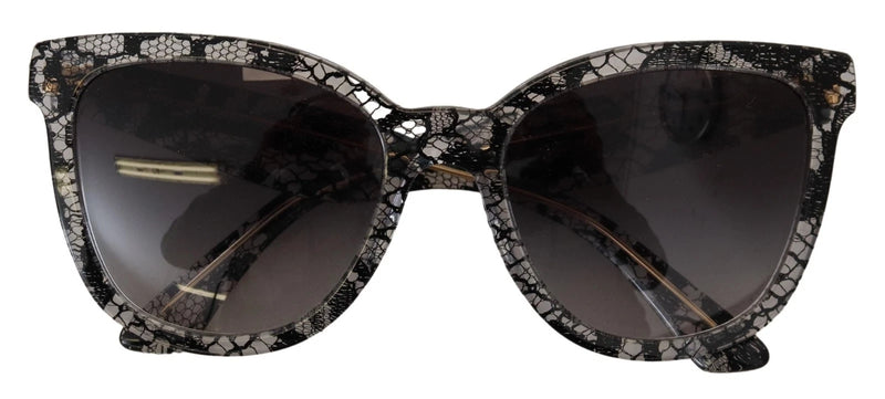 DG4190 Black Lace Acetate Crystal Round Sunglasses-Dolce & Gabbana-LabelTerrace.com