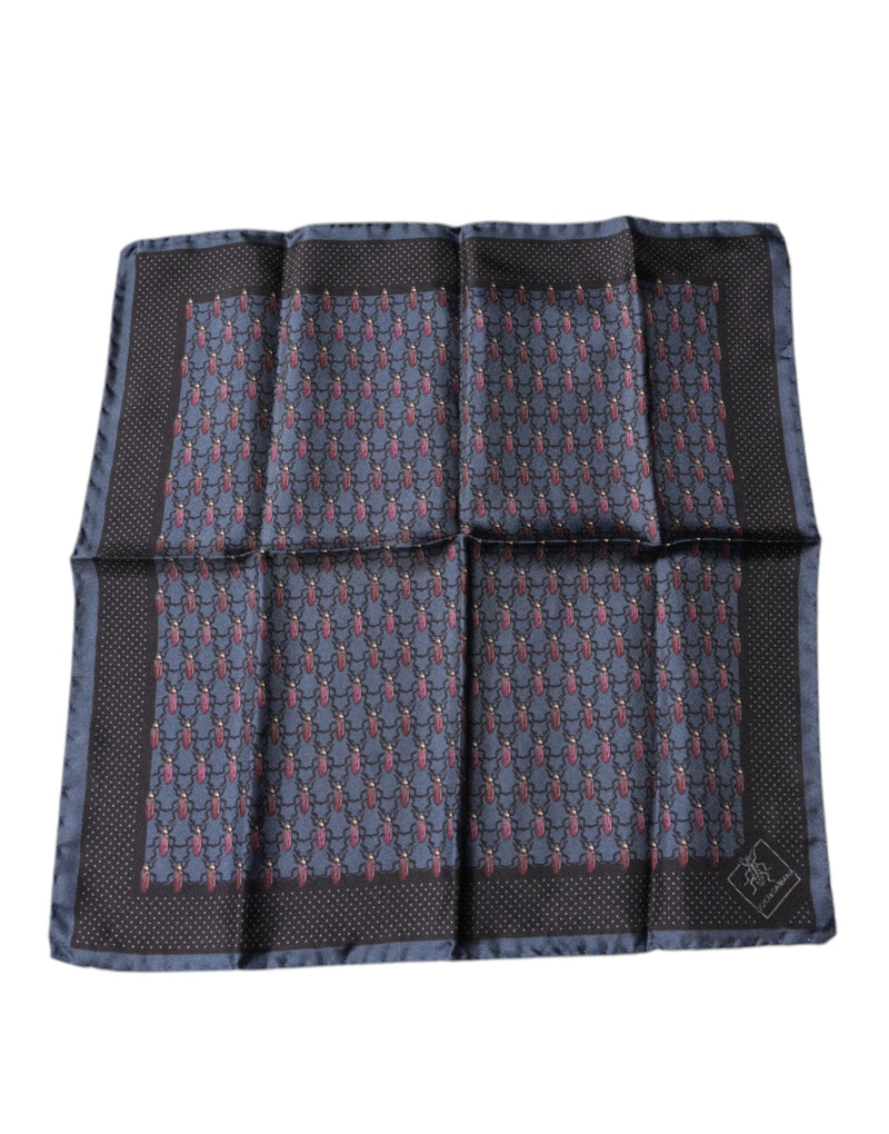 Dark Blue Beetle Square Handkerchief Scarf-Dolce & Gabbana-LabelTerrace.com
