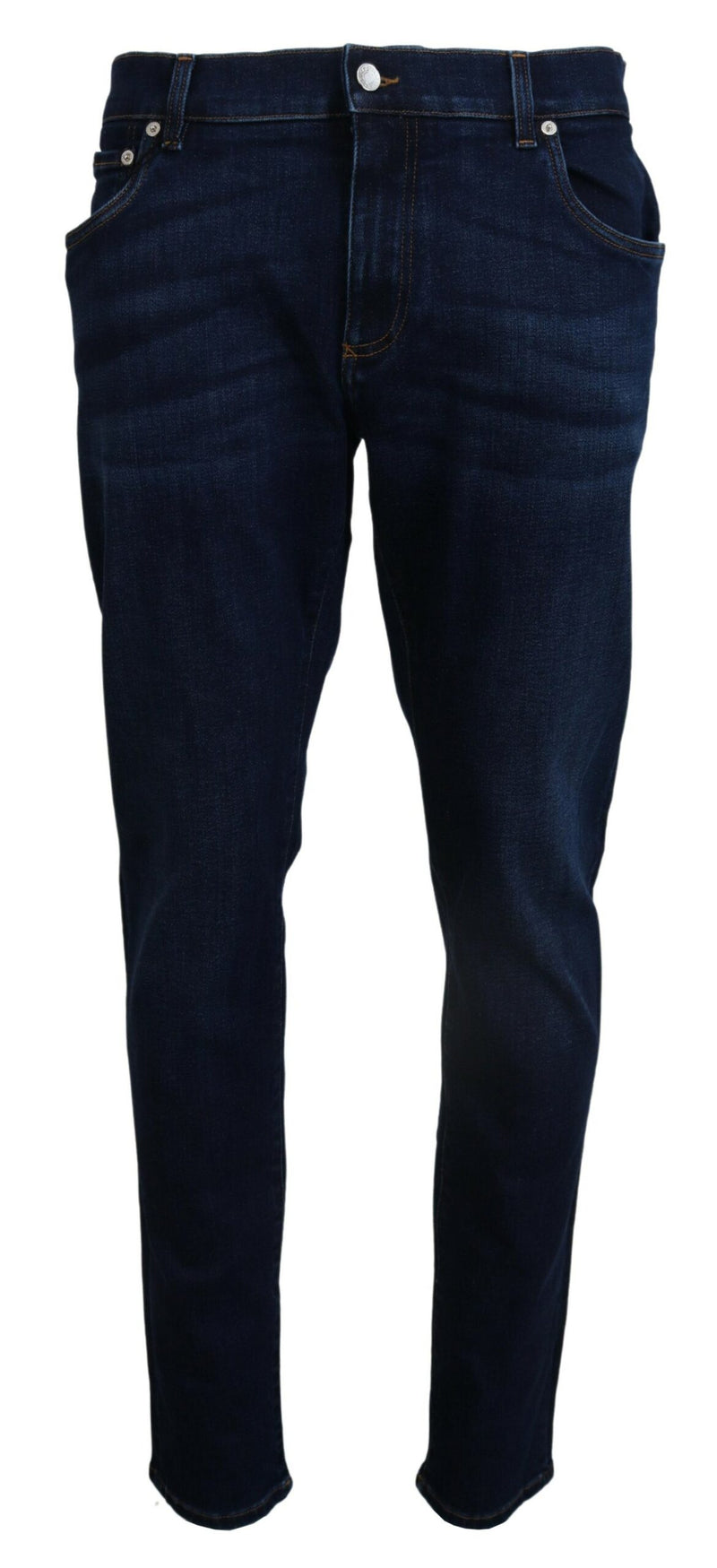 Dark Blue Cotton Denim SKINNY Jeans-Dolce & Gabbana-LabelTerrace.com