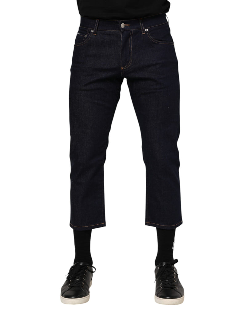 Dark Blue Cotton Logo Slim Fit Men Denim Jeans-Dolce & Gabbana-LabelTerrace.com