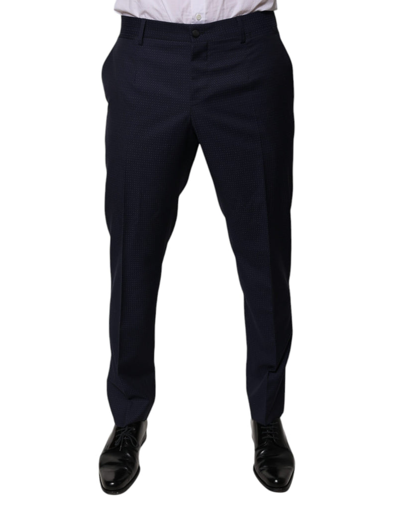 Dark Blue Cotton Men Dress Pants-Dolce & Gabbana-LabelTerrace.com