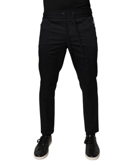 Dark Blue Cotton Men Jogger Sweatpants Pants-Dolce & Gabbana-LabelTerrace.com