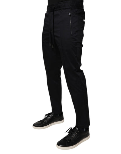 Dark Blue Cotton Men Jogger Sweatpants Pants-Dolce & Gabbana-LabelTerrace.com