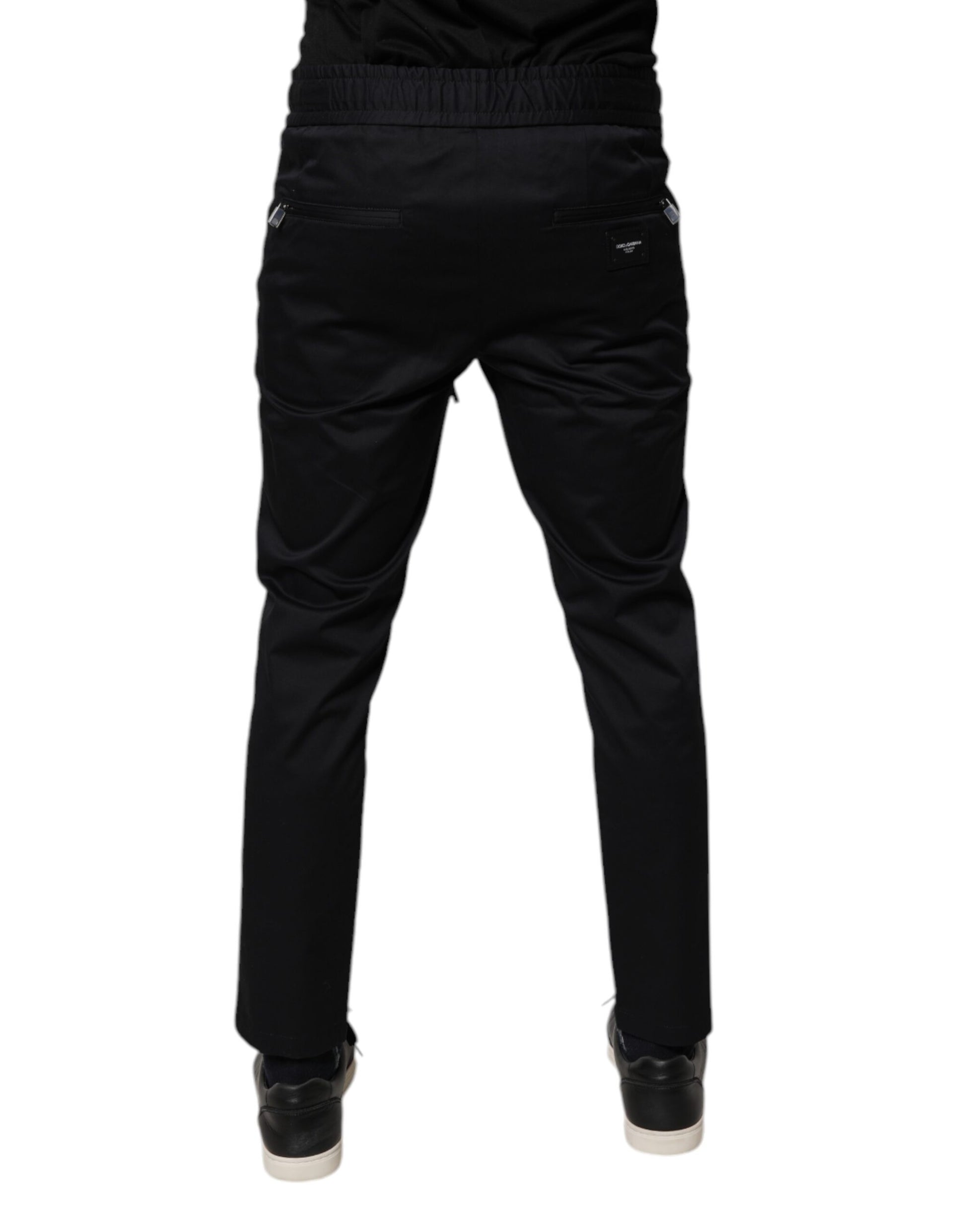 Dark Blue Cotton Men Jogger Sweatpants Pants-Dolce & Gabbana-LabelTerrace.com