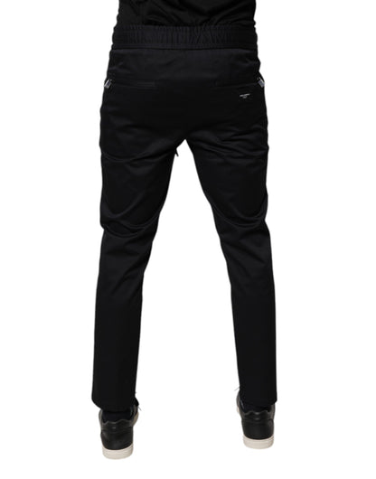 Dark Blue Cotton Men Jogger Sweatpants Pants-Dolce & Gabbana-LabelTerrace.com