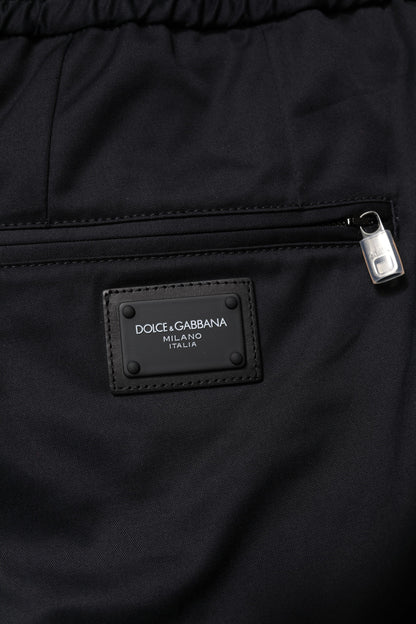 Dark Blue Cotton Men Jogger Sweatpants Pants-Dolce & Gabbana-LabelTerrace.com