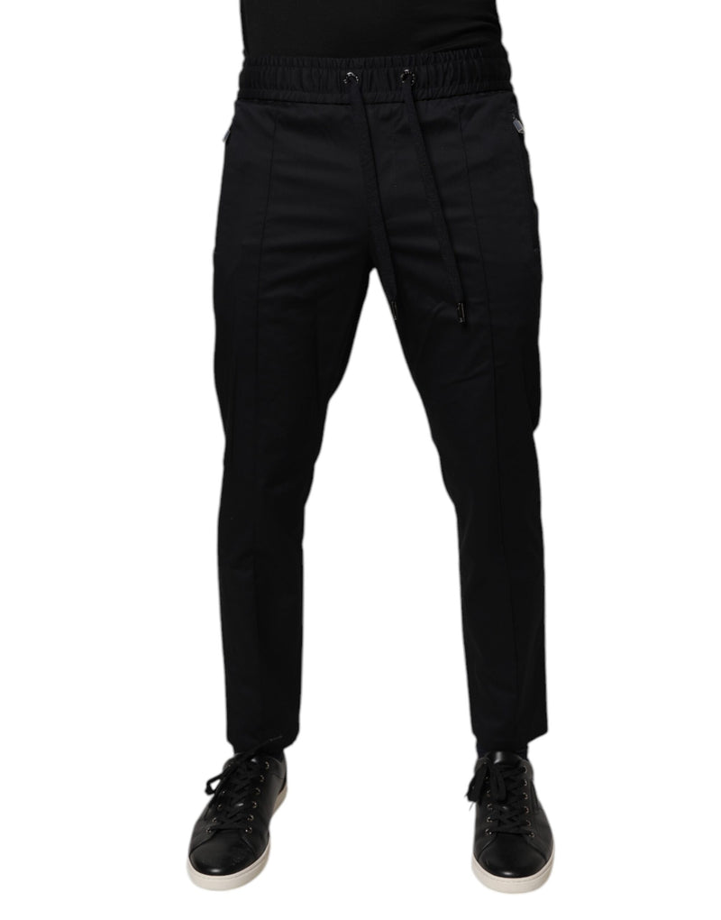 Dark Blue Cotton Men Jogger Sweatpants Pants-Dolce & Gabbana-LabelTerrace.com