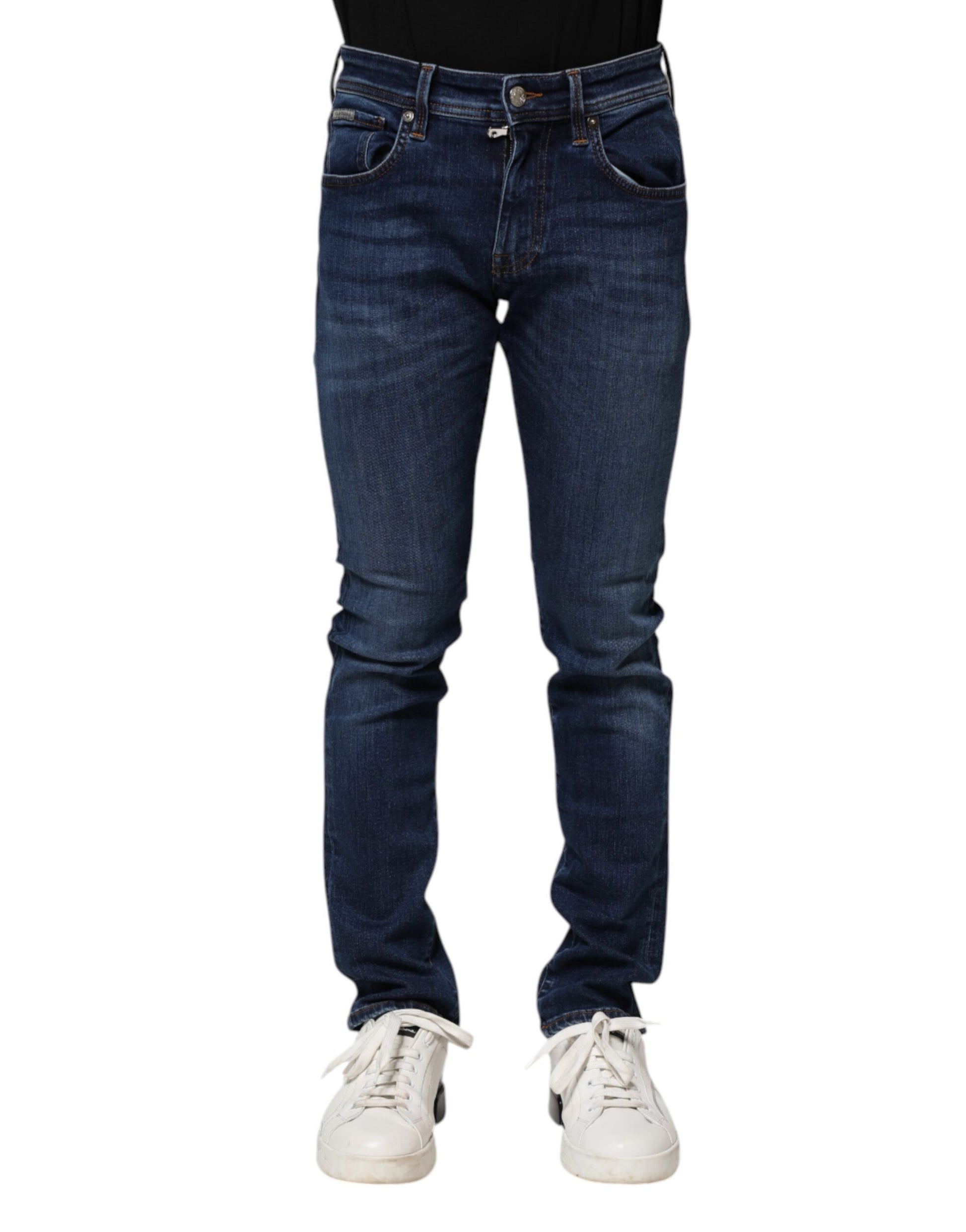 Dark Blue Cotton Skinny Denim Jeans-Dolce & Gabbana-LabelTerrace.com
