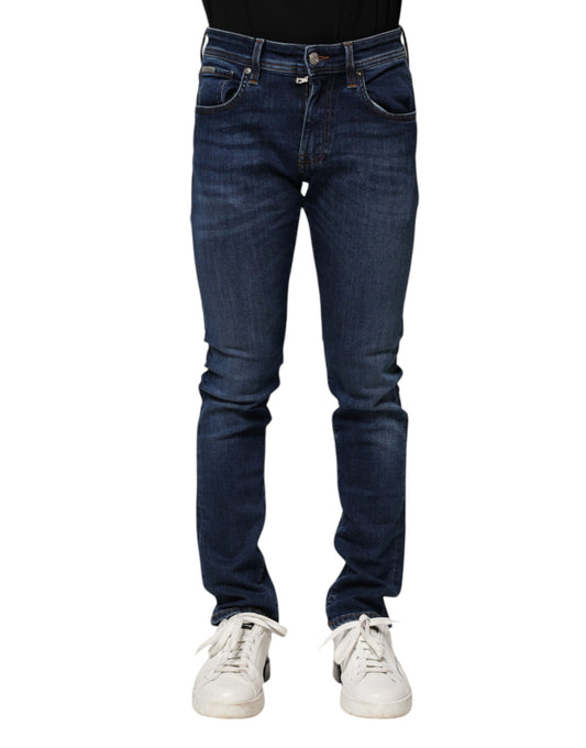 Dark Blue Cotton Skinny Denim Jeans-Dolce & Gabbana-LabelTerrace.com