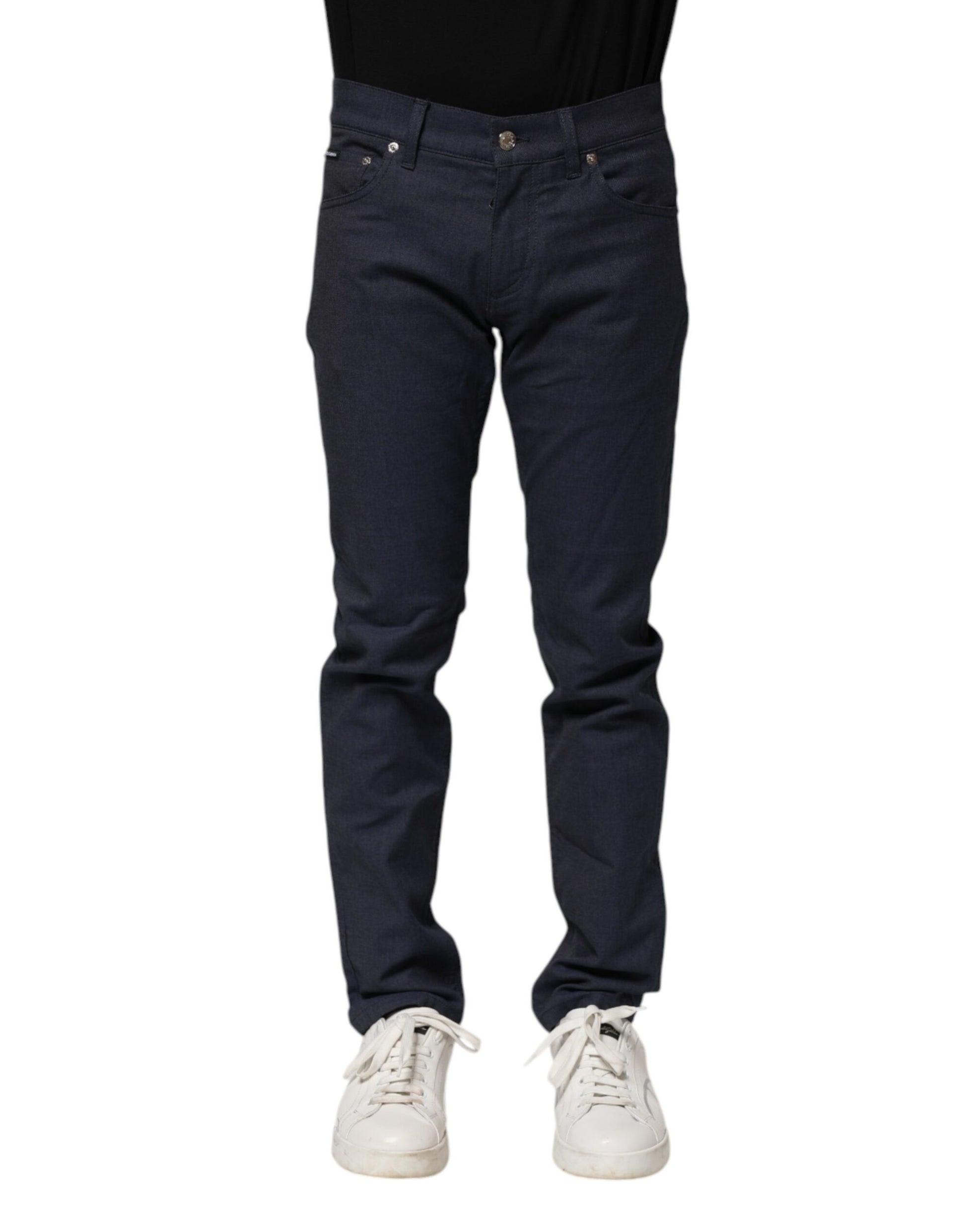 Dark Blue Cotton Skinny Denim Jeans-Dolce & Gabbana-LabelTerrace.com