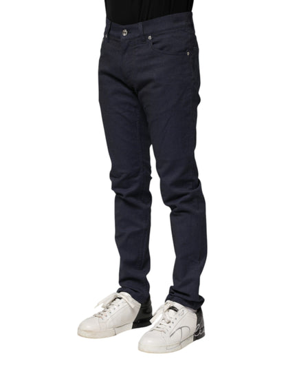 Dark Blue Cotton Skinny Denim Jeans-Dolce & Gabbana-LabelTerrace.com