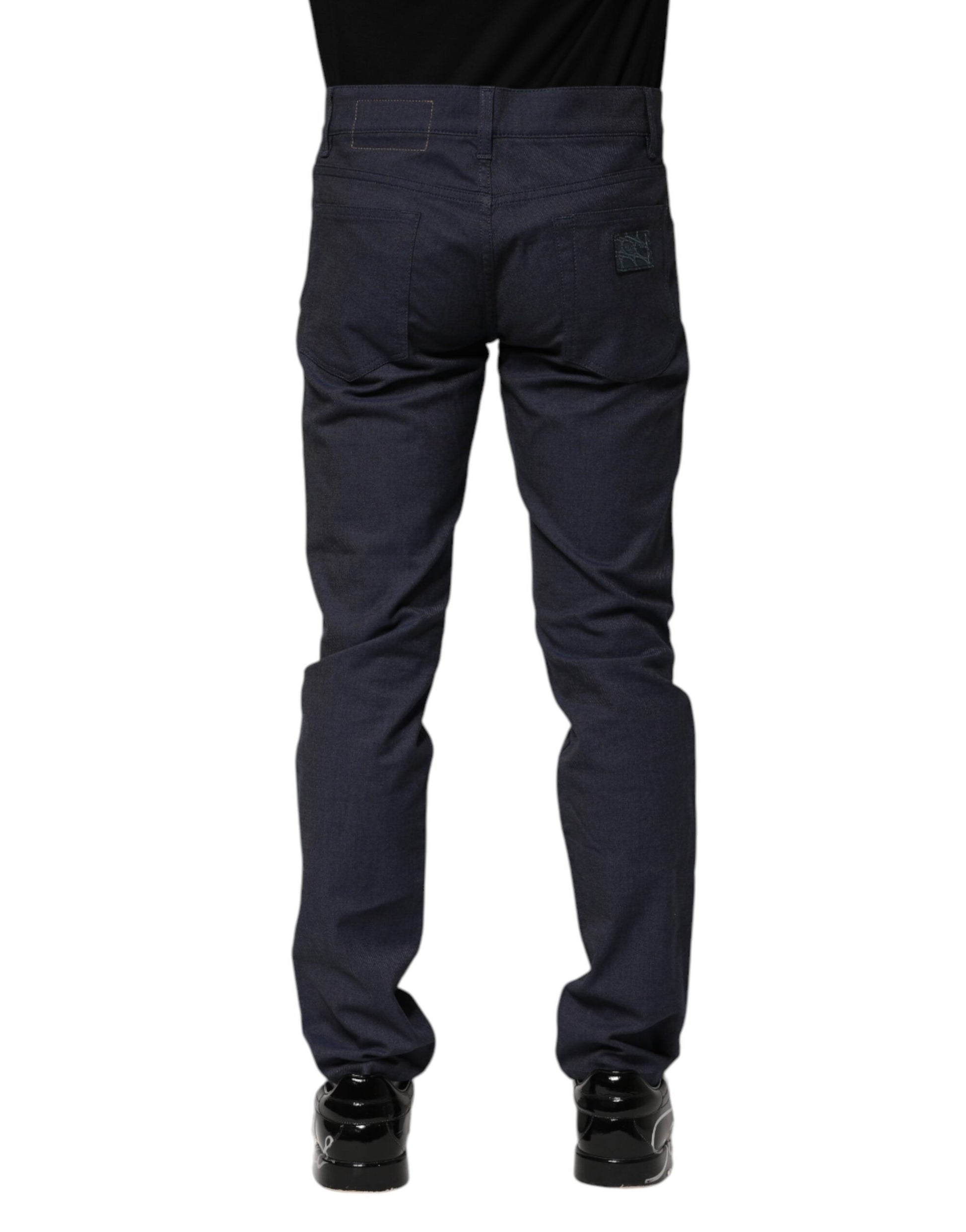 Dark Blue Cotton Skinny Denim Jeans-Dolce & Gabbana-LabelTerrace.com