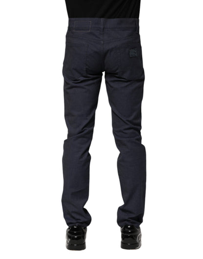Dark Blue Cotton Skinny Denim Jeans-Dolce & Gabbana-LabelTerrace.com