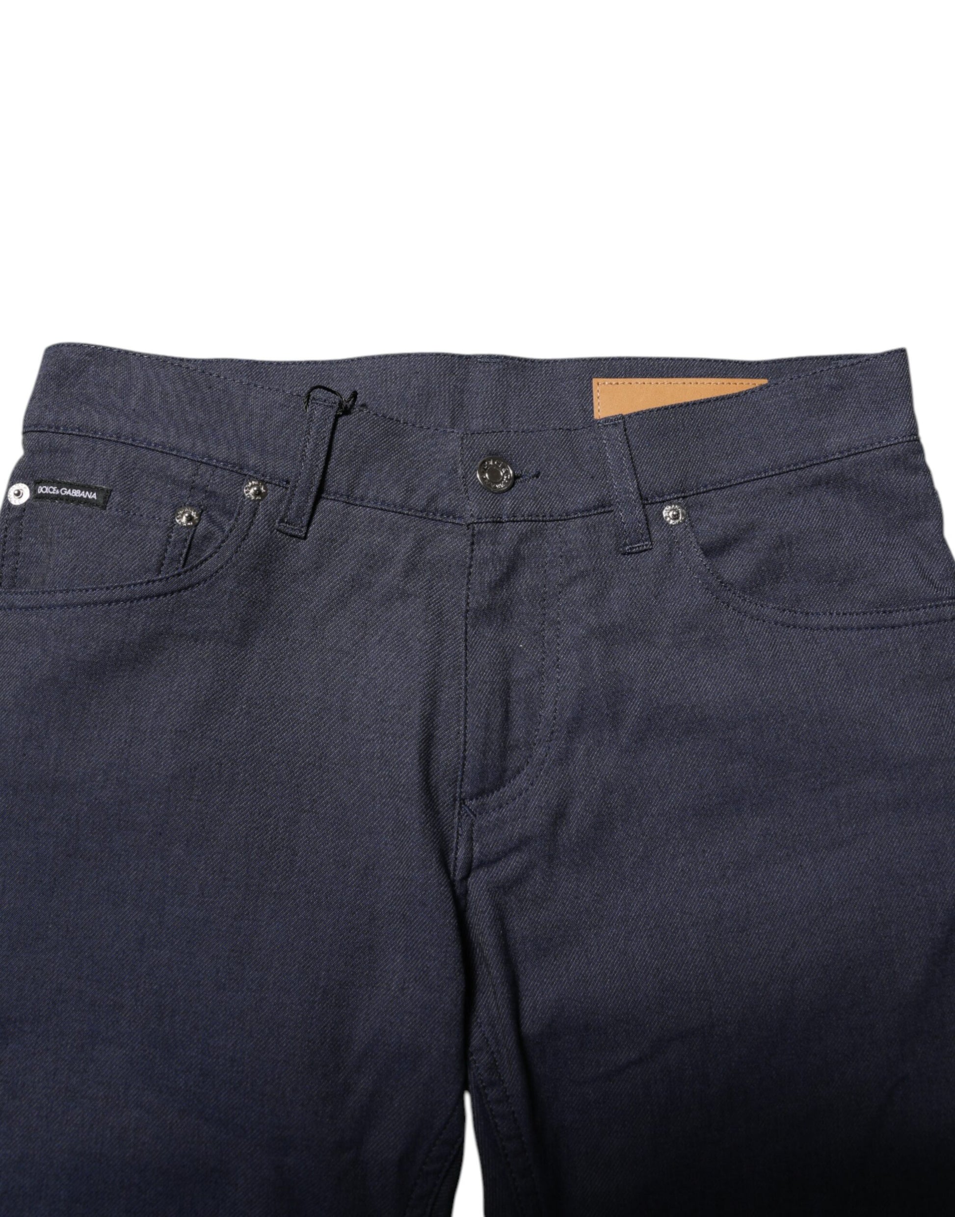 Dark Blue Cotton Skinny Denim Jeans-Dolce & Gabbana-LabelTerrace.com