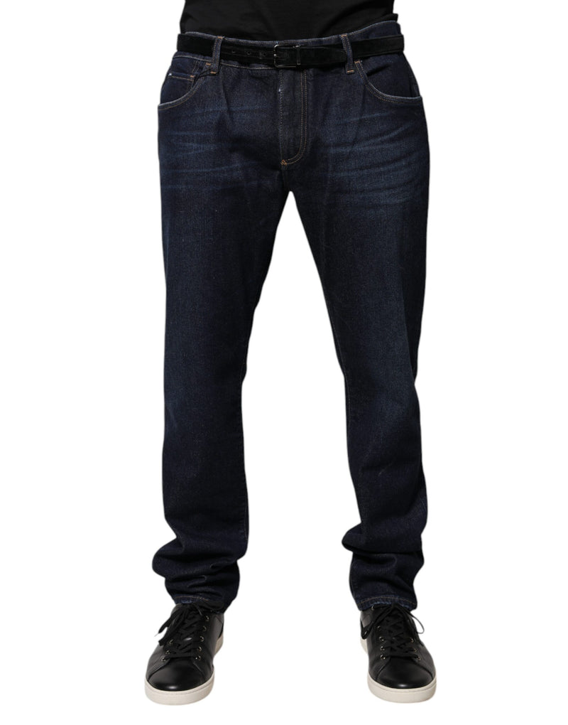 Dark Blue Cotton Skinny Denim Jeans-Dolce & Gabbana-LabelTerrace.com