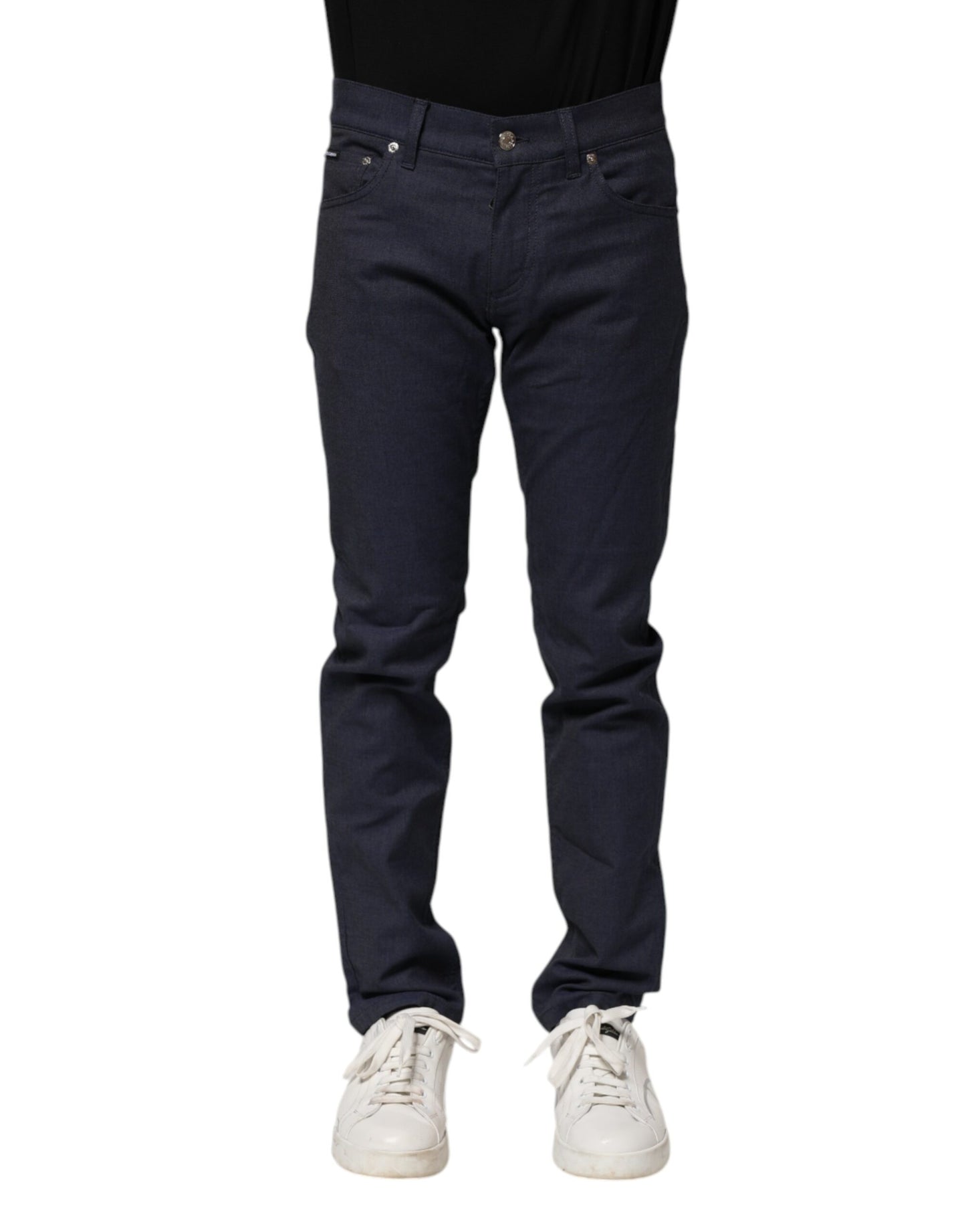 Dark Blue Cotton Skinny Denim Jeans-Dolce & Gabbana-LabelTerrace.com