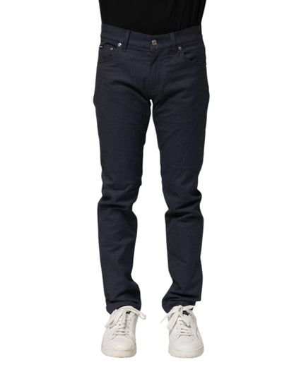 Dark Blue Cotton Skinny Denim Jeans-Dolce & Gabbana-LabelTerrace.com