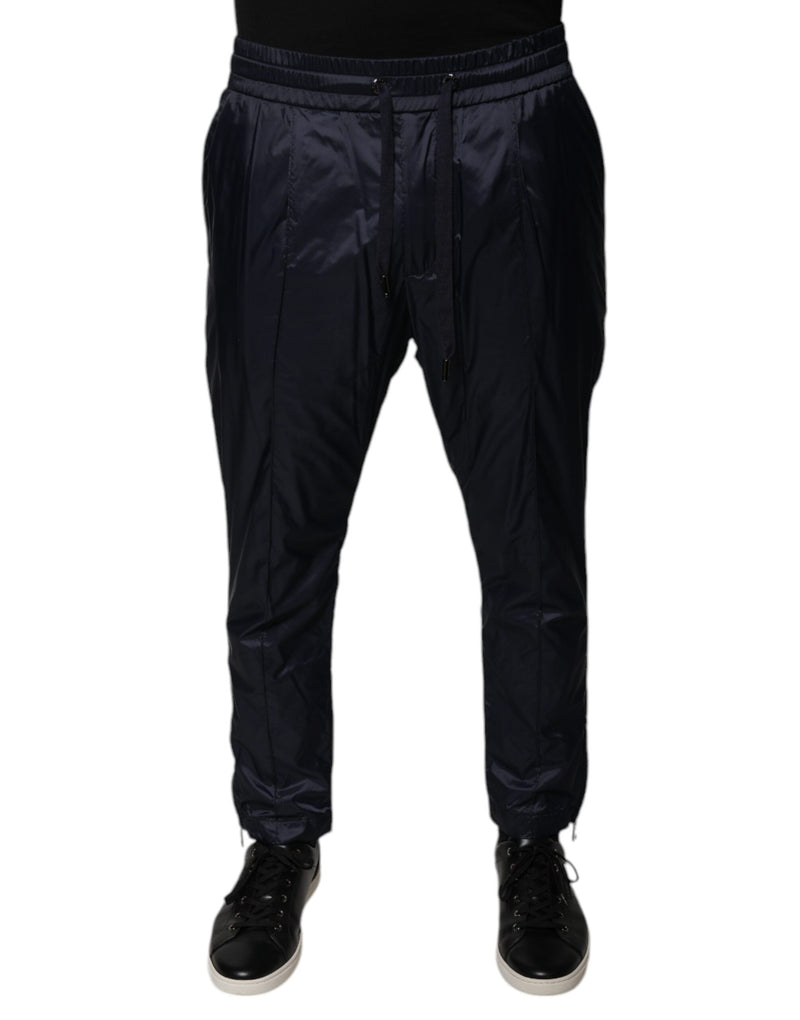 Dark Blue Cotton Skinny Sweatpants Pants-Dolce & Gabbana-LabelTerrace.com