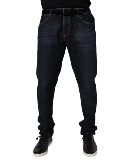 Dark Blue Cotton Stretch Skinny Denim Jeans-Dolce & Gabbana-LabelTerrace.com