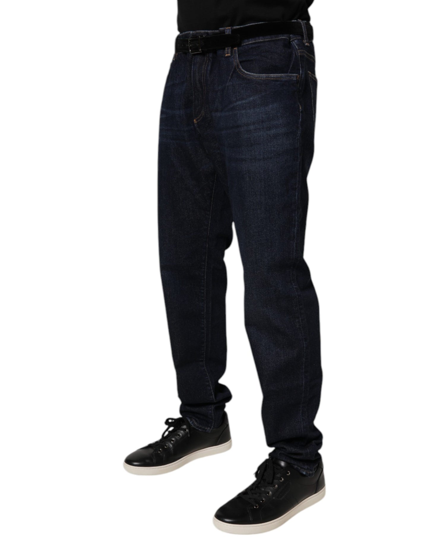 Dark Blue Cotton Stretch Skinny Denim Jeans-Dolce & Gabbana-LabelTerrace.com