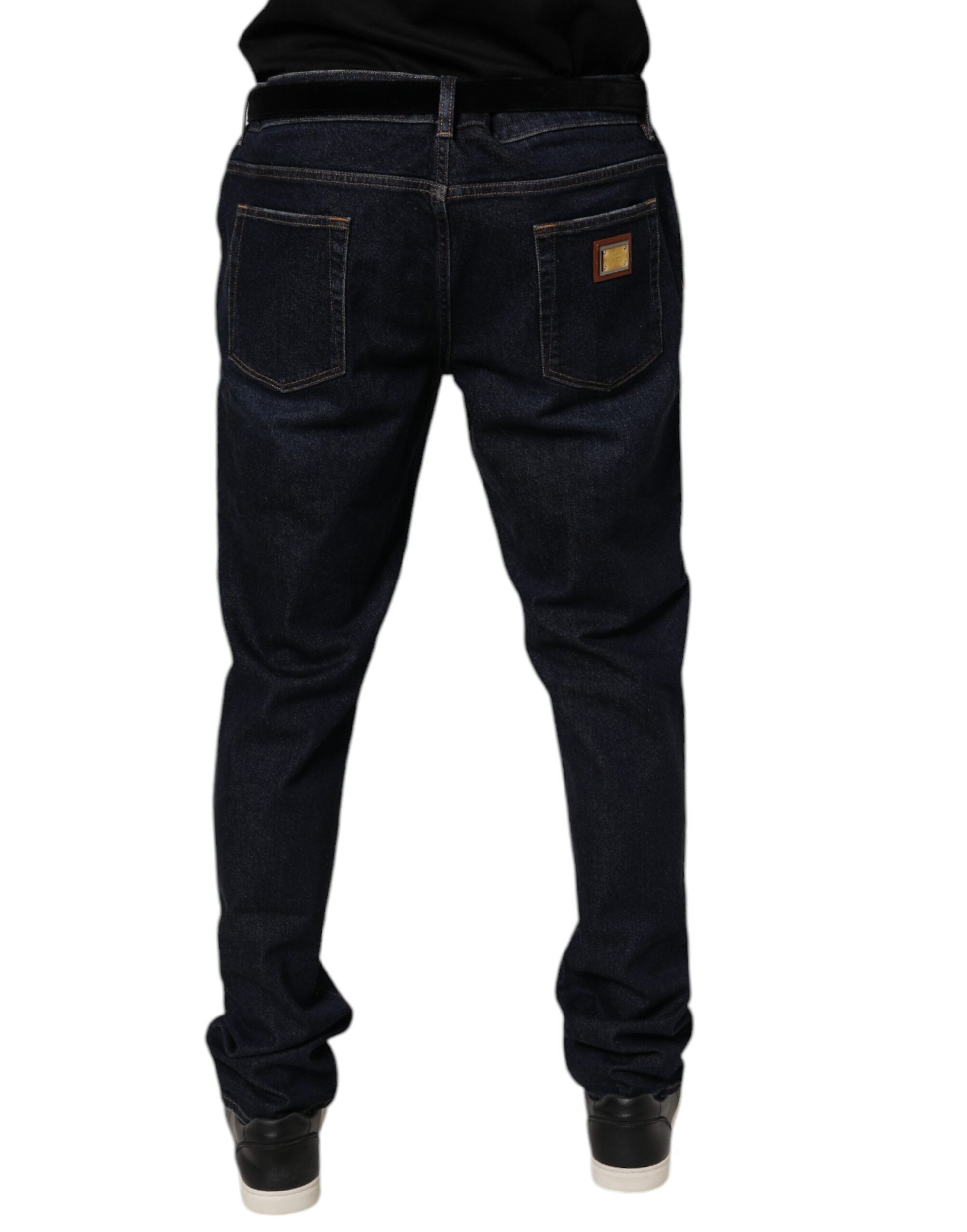 Dark Blue Cotton Stretch Skinny Denim Jeans-Dolce & Gabbana-LabelTerrace.com