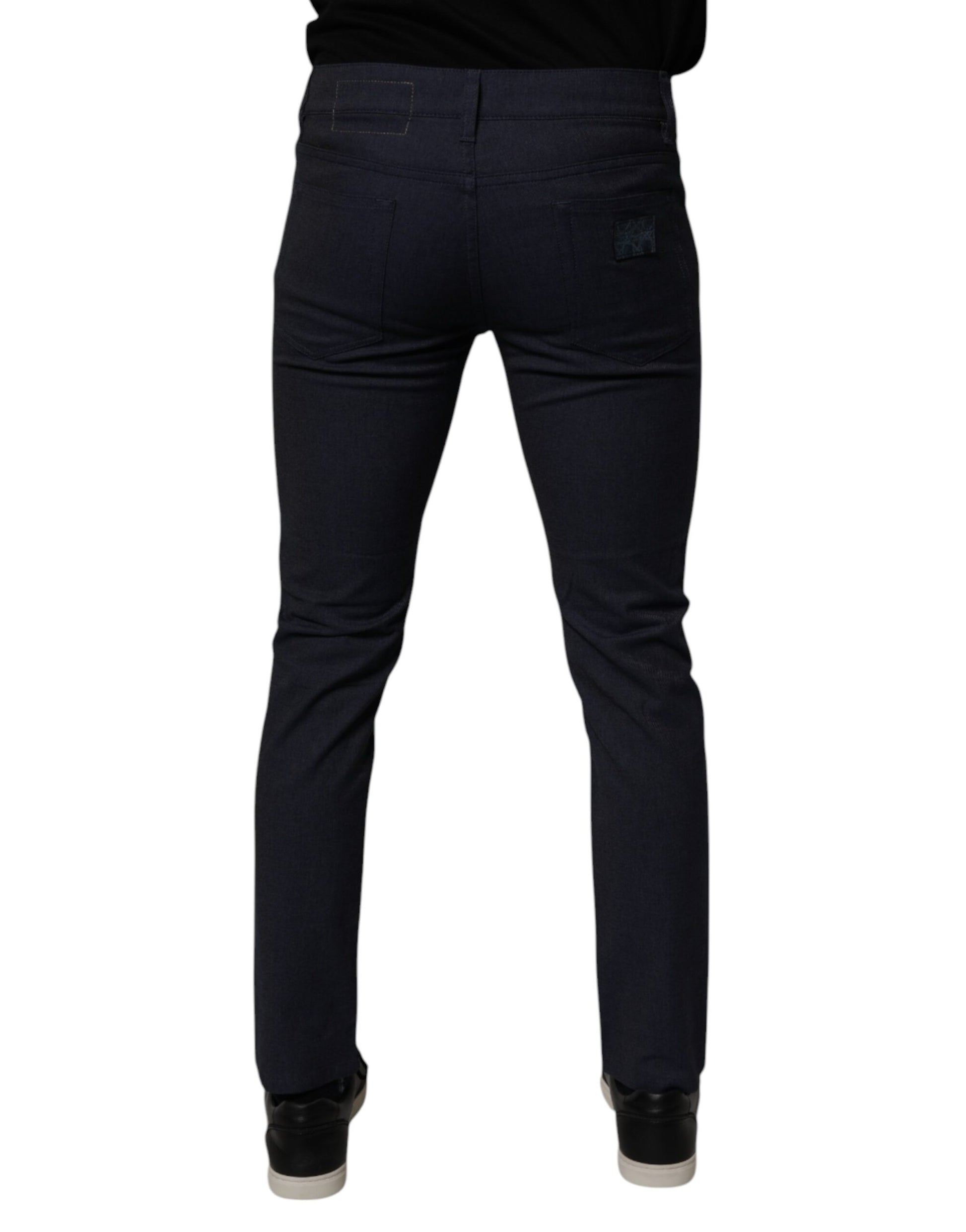 Dark Blue Cotton Stretch Skinny Denim Jeans-Dolce & Gabbana-LabelTerrace.com