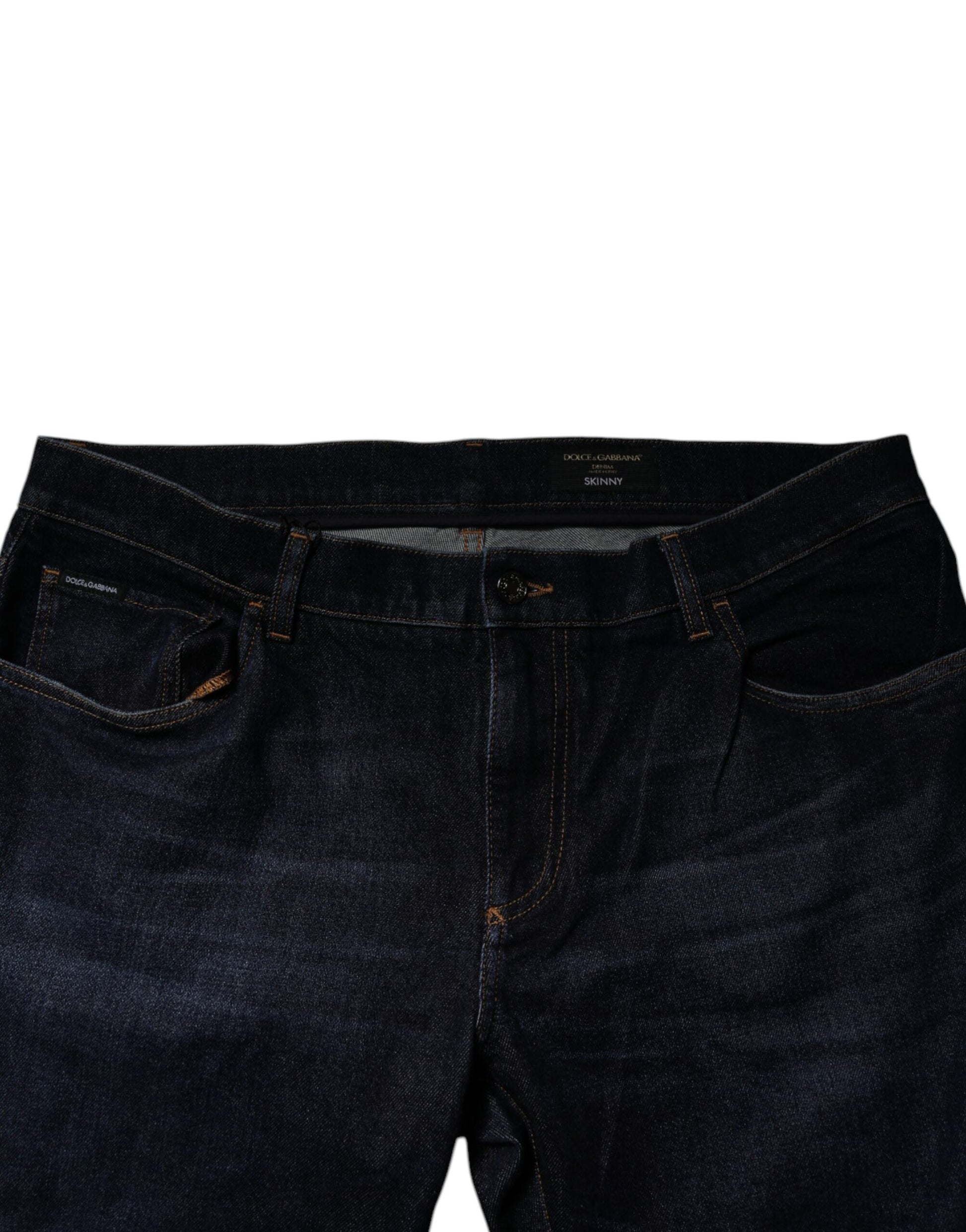 Dark Blue Cotton Stretch Skinny Denim Jeans-Dolce & Gabbana-LabelTerrace.com