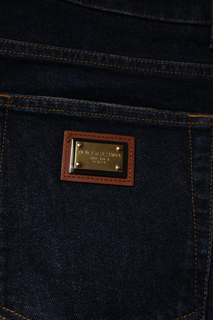 Dark Blue Cotton Stretch Skinny Denim Jeans-Dolce & Gabbana-LabelTerrace.com