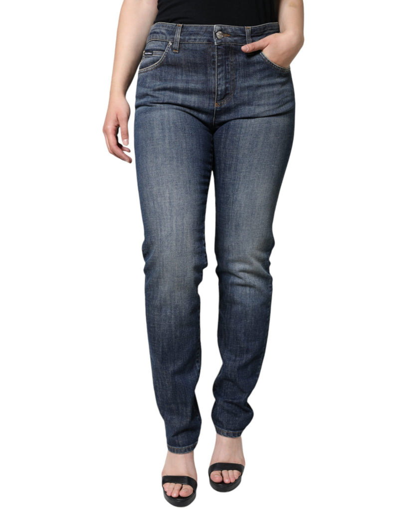 Dark Blue Cotton Stretch Skinny Denim Jeans-Dolce & Gabbana-LabelTerrace.com