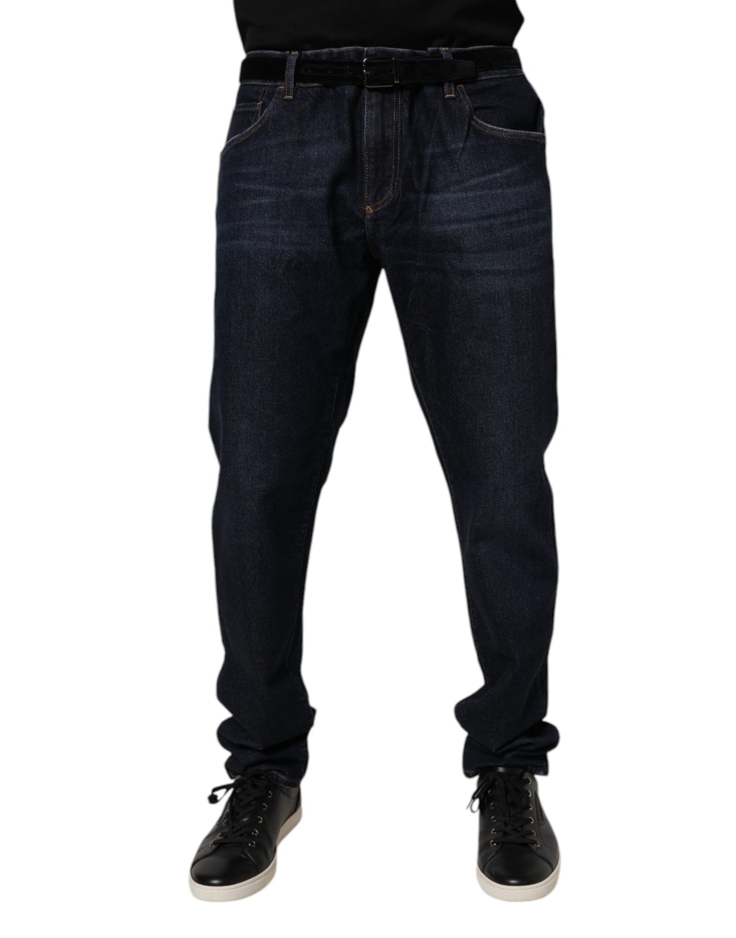 Dark Blue Cotton Stretch Skinny Denim Jeans-Dolce & Gabbana-LabelTerrace.com