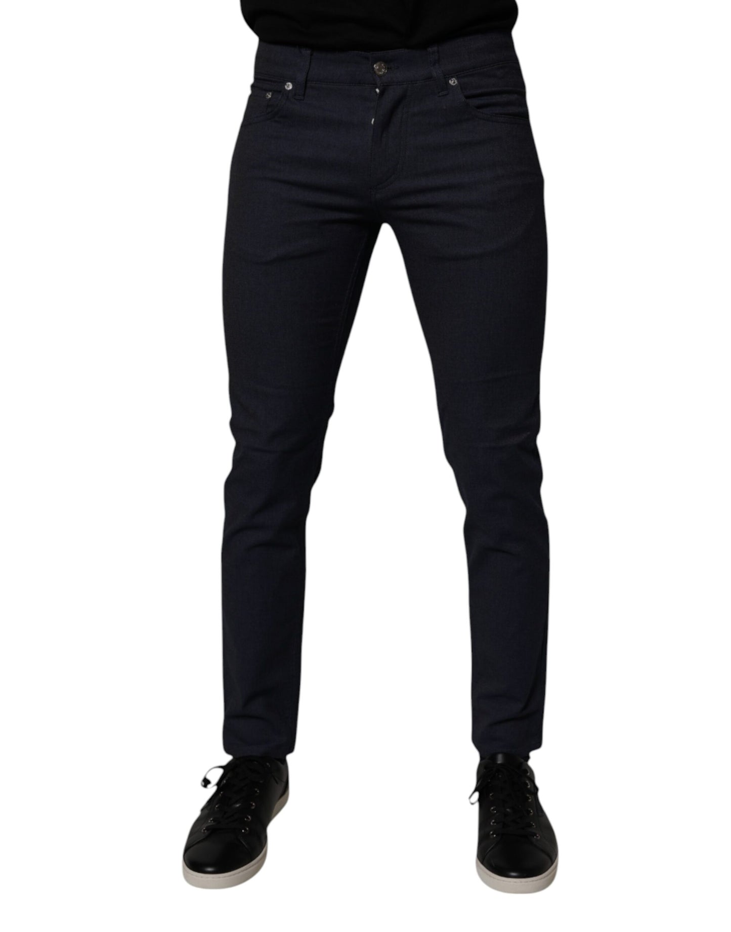 Dark Blue Cotton Stretch Skinny Denim Jeans-Dolce & Gabbana-LabelTerrace.com