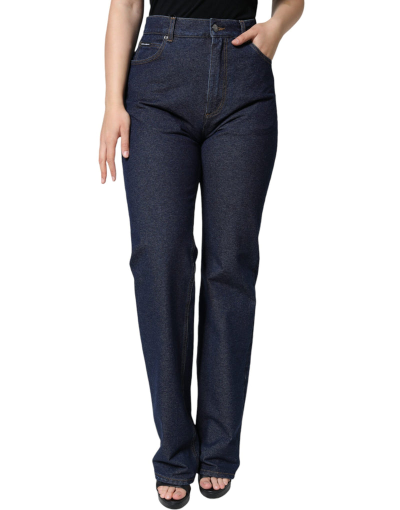 Dark Blue Cotton Stretch Straight Denim Jeans-Dolce & Gabbana-LabelTerrace.com