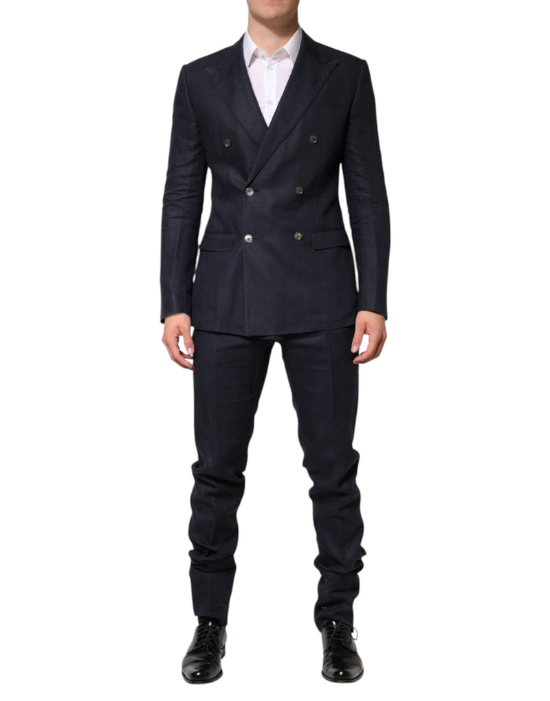 Dark Blue Double Breasted 2 Piece Suit-Dolce & Gabbana-LabelTerrace.com