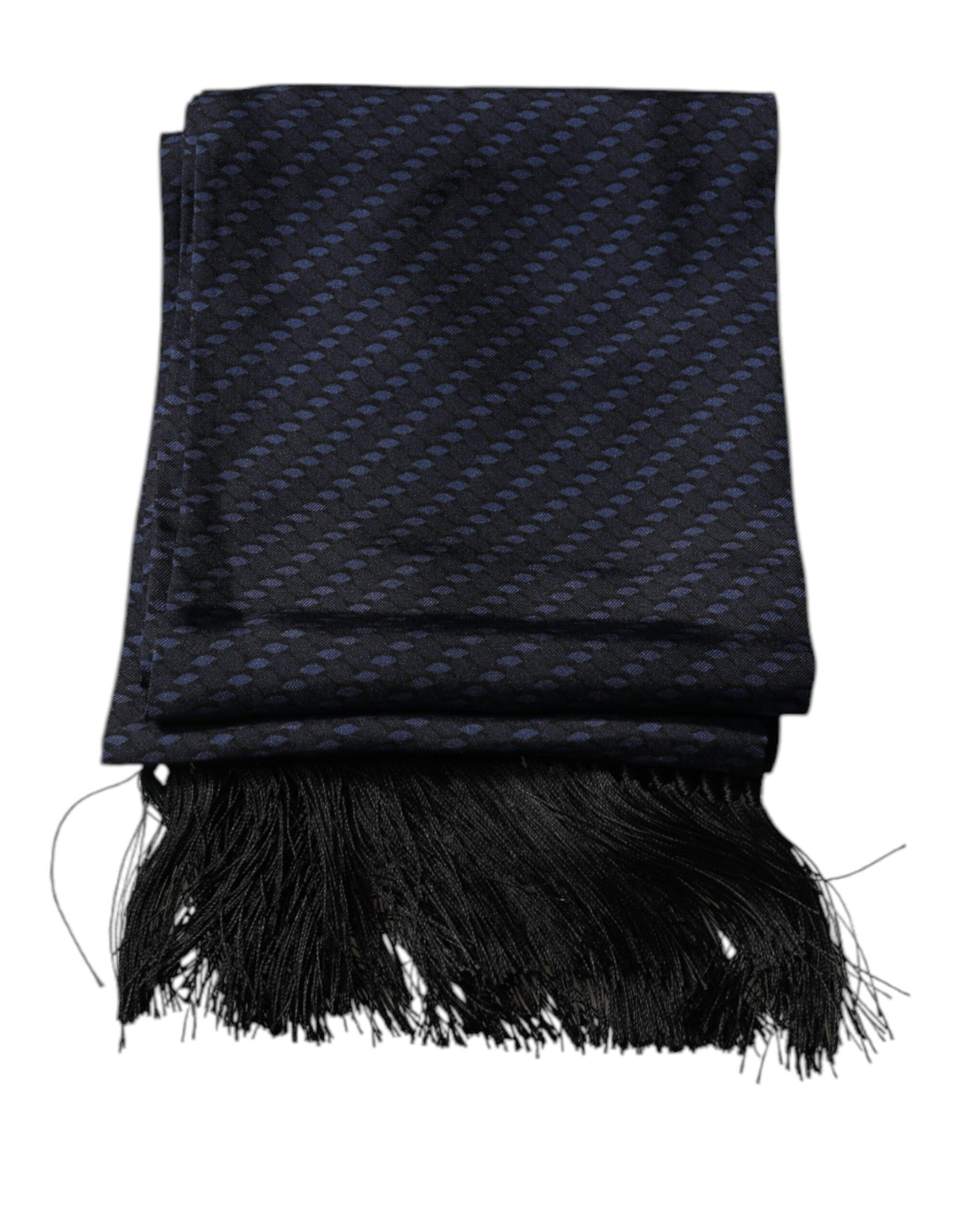 Dark Blue Fantasy Fringes Neck Wrap Scarf-Dolce & Gabbana-LabelTerrace.com