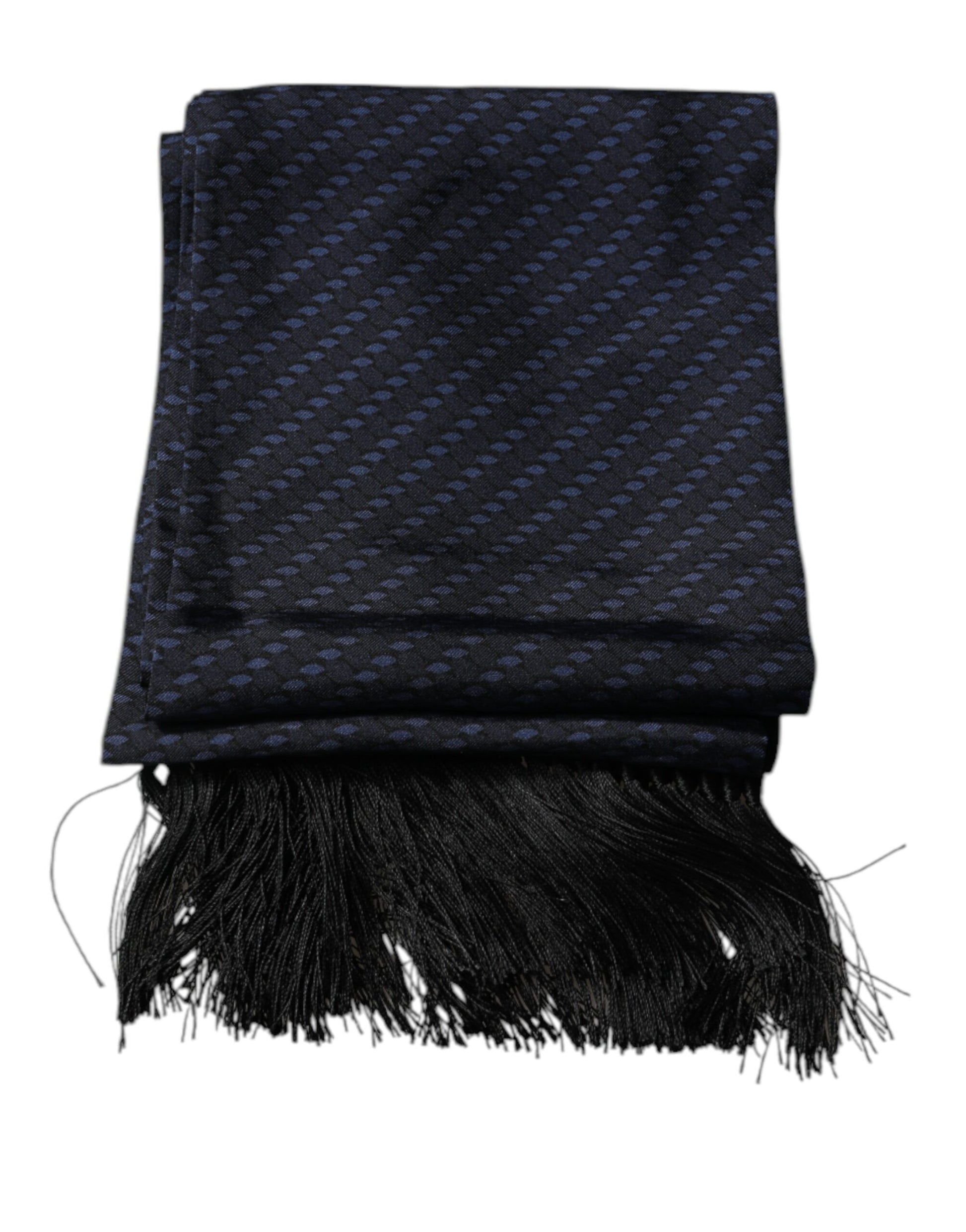 Dark Blue Fantasy Fringes Neck Wrap Scarf-Dolce & Gabbana-LabelTerrace.com
